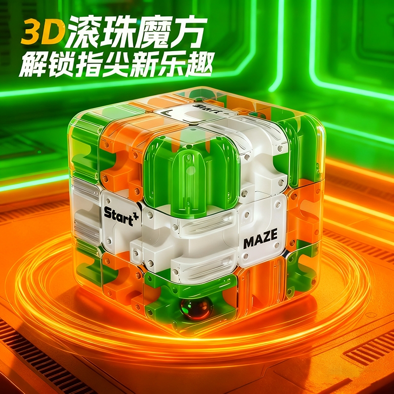 3D滚珠迷宫魔方走珠三阶立体益智解压儿童智力思维训练玩具男大脑