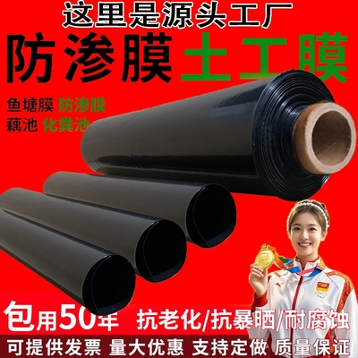 鱼塘防渗膜加厚防水布PE土工膜藕池蓄水池黑色塑料膜鱼池防潮