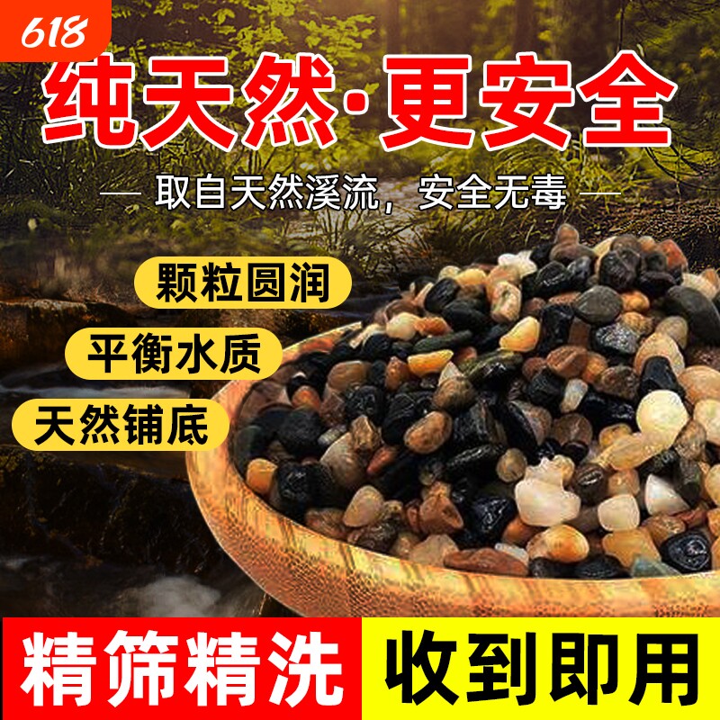 天然鹅卵石鱼缸底砂造景装饰石头溪流纯天然专用石子原石铺底生态