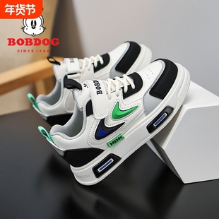 巴布豆男童鞋子儿童春季皮面运动鞋2026新款女童休闲板鞋中大童鞋