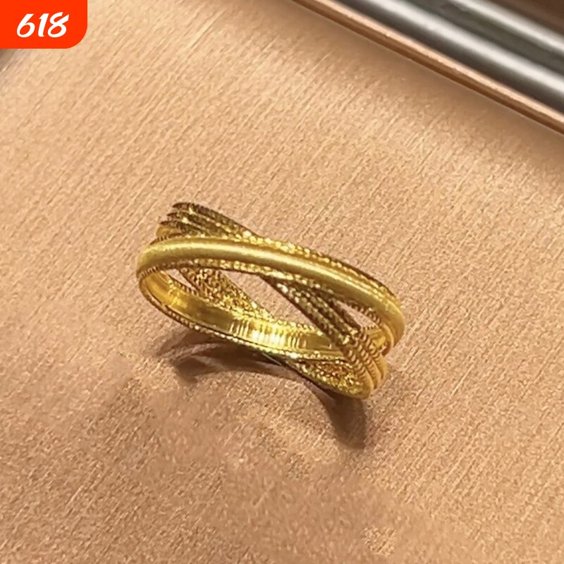 法式交叉拉丝戒指高颜值轻奢设计个性百搭小众时尚饰品开口可调节