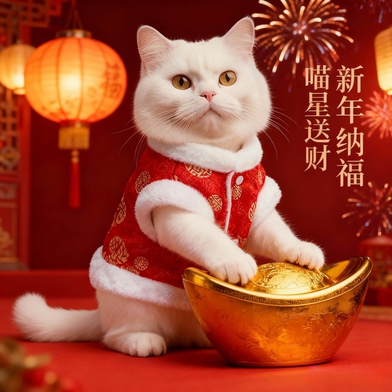 新年红猫咪保暖大棉袄加绒冬季衣服宠物国潮招财喜庆洋气舒适唐装