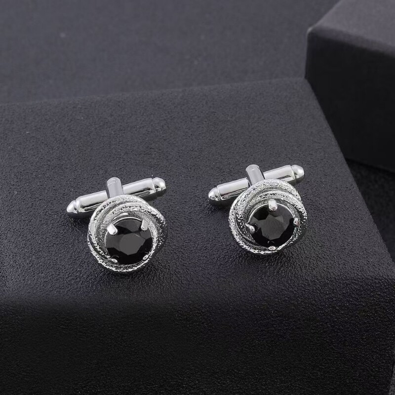 欧美创意时尚新款镶钻红w宝石袖扣铜材质高级感个性西装袖口