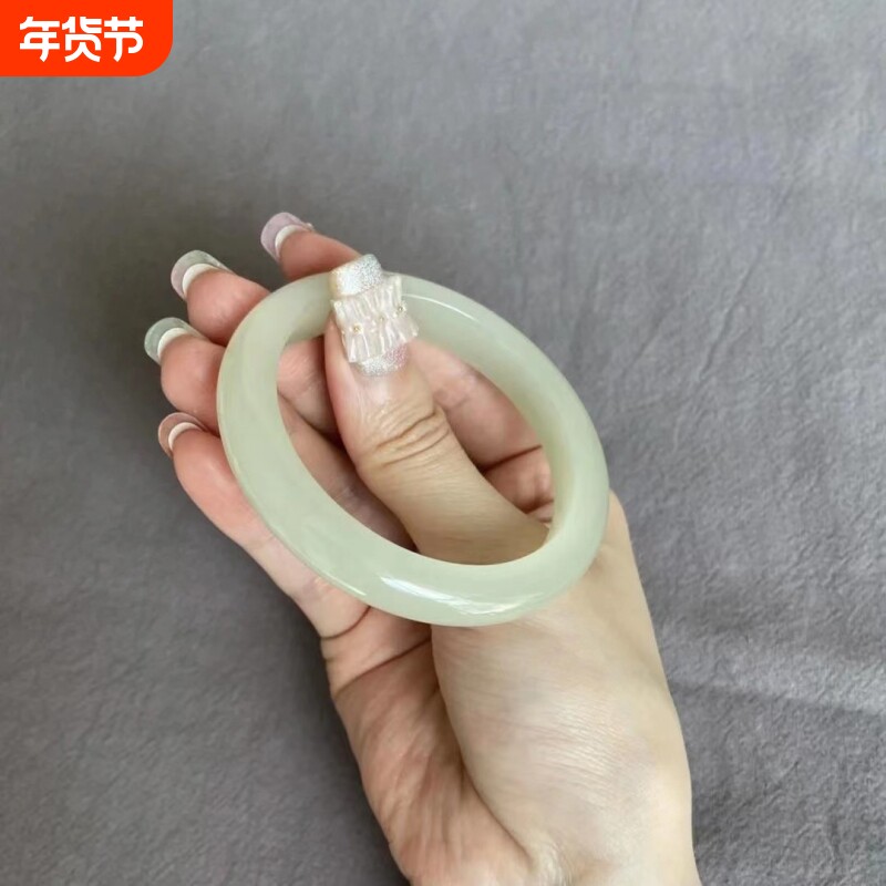 爆款仿新疆和田玉手镯羊脂玉女款白玉正品旺夫玉石玉镯送人礼物