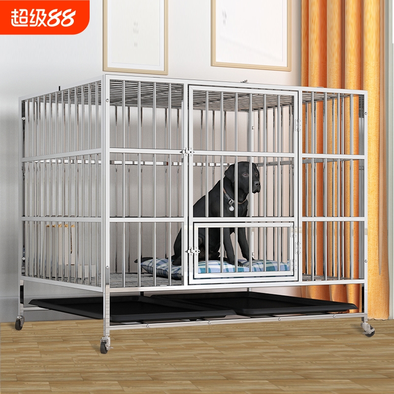 不锈钢狗笼子小中大型犬室内家用带厕所宠物笼子边牧金毛泰迪狗笼