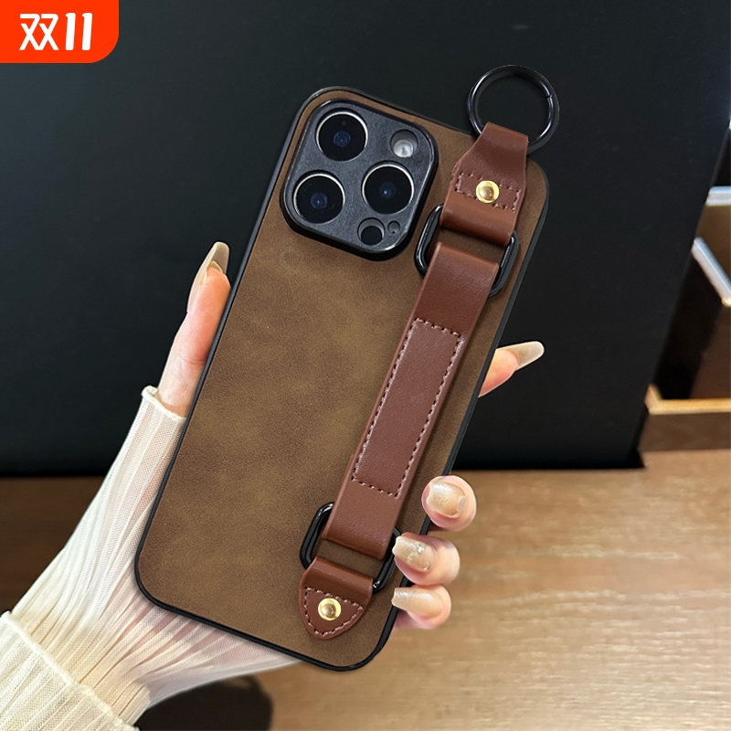 纯色腕带可防摔手机壳