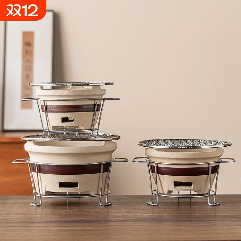 新款冬天围炉煮茶壶茶杯炭火炉木炭烧烤套装家用户外烤奶罐泡茶器