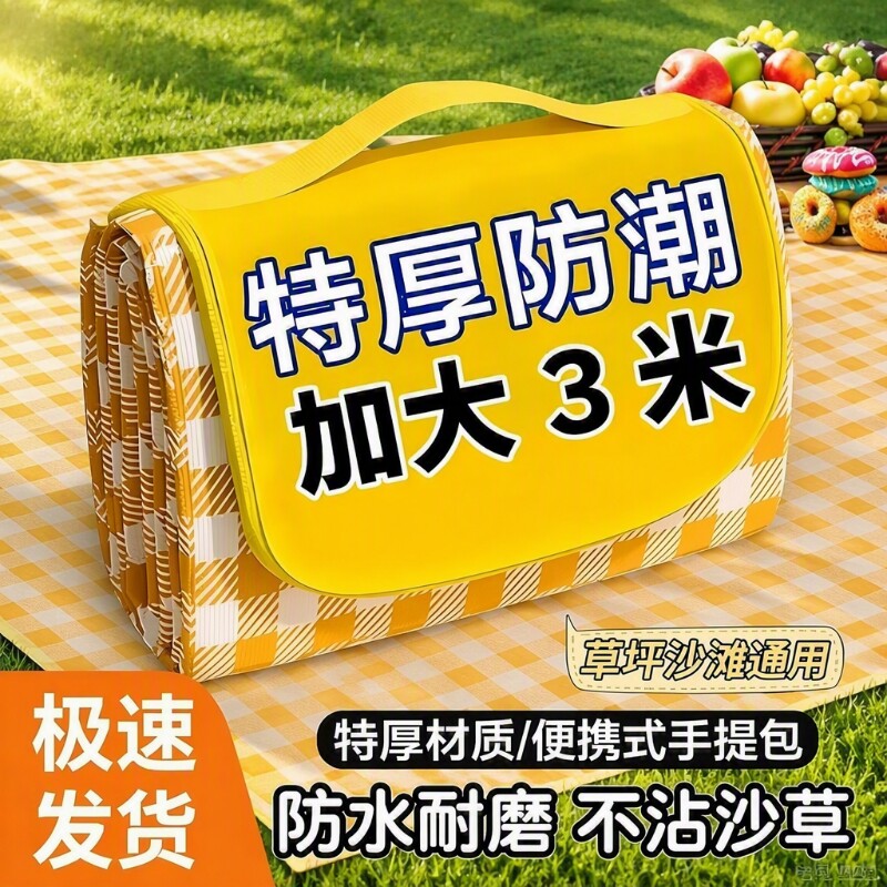 野餐垫便携加厚防水防潮垫草坪垫子铝膜户外露营野炊地垫春游坐垫图片