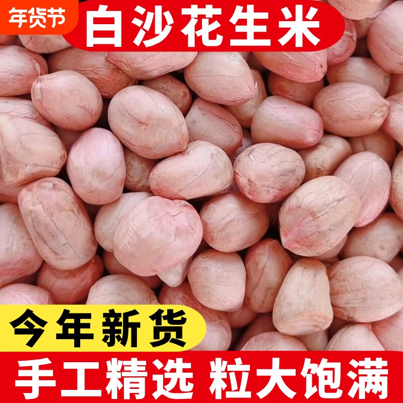 新货生花生米5斤大粒白沙花生米农家新鲜饱满不带壳花生仁油炸