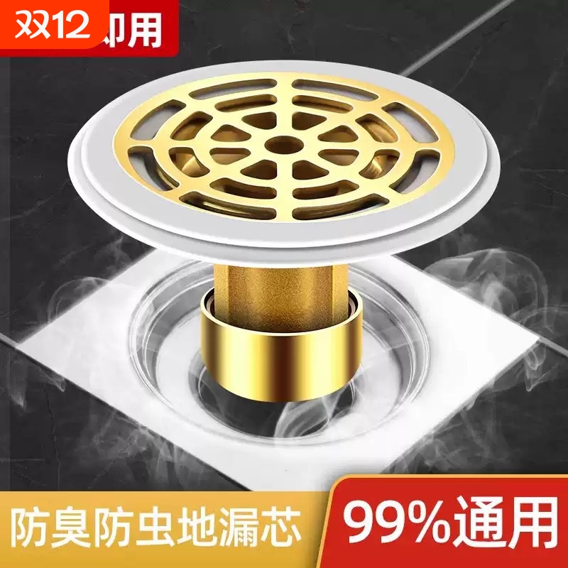 地漏防臭器卫生间下水管道排水口大过滤网通用密封全铜内芯盖神器