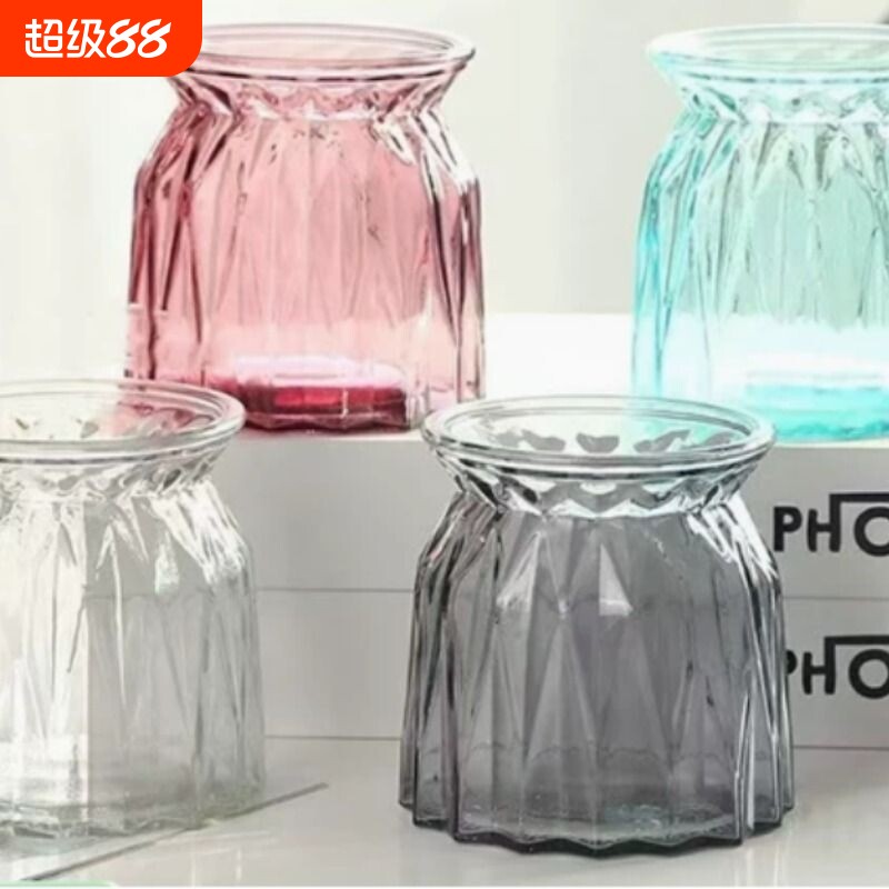 家用水培瓶植物透明插花宽口玻璃花瓶容器黄金葛盆养缸摆件器皿客