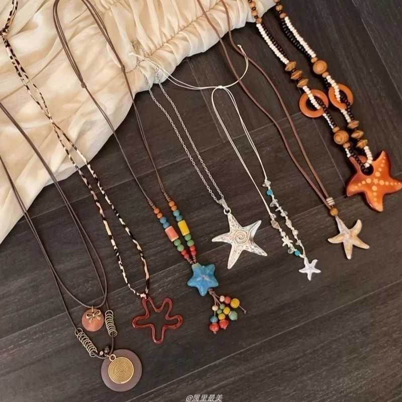 新中式禅意古铜羽毛项链女波西米亚民族风双层叠戴长款毛衣链配饰