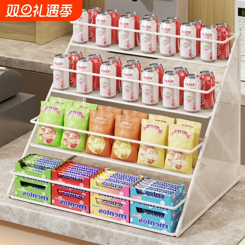 超市货架收银吧台前展示架口香糖饮料多层小货架多功能零食陈列架