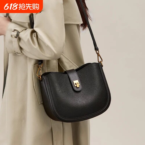 真皮女包2026新款时尚高级感马鞍包通勤单肩包头层牛皮女士斜挎包
