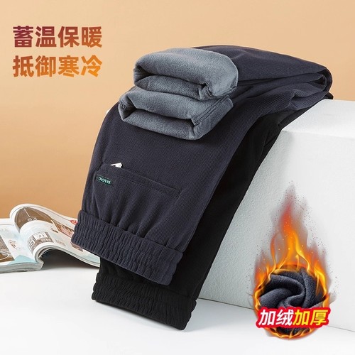 爸爸冬装灯芯绒裤子男加绒加厚