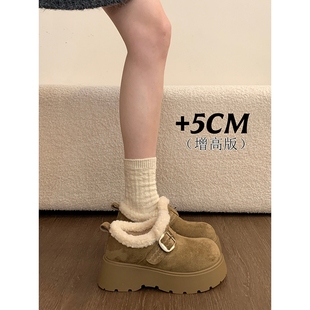 厚底增高加绒豆豆勃肯鞋女2025冬季新款毛毛棉鞋子外穿保暖雪地靴