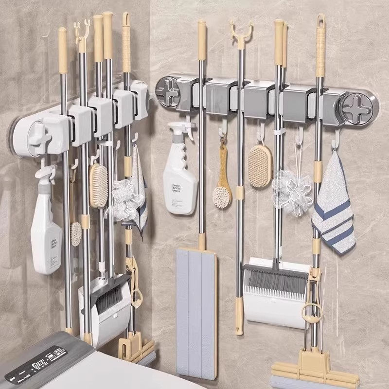 拖把壁挂夹免打孔墙上扫把固定卡扣架卫生间浴室门后收纳神器承重,收纳整理,挂钩/粘钩,淘宝优惠券,粉丝福利购,淘宝优惠卷
