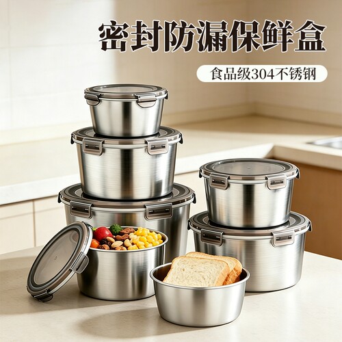 上班族带盖便当盒304钢食品级碗