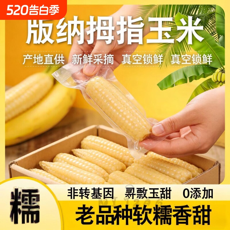 新鲜拇指玉米云南西双版纳儿童宝宝辅食手指香糯早餐香甜代餐真空