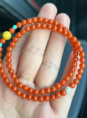 精仿手链凉山南红玛瑙招财满肉高档手串蜜蜡配饰女神礼物送父母