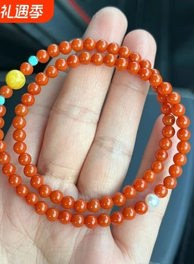 精仿手链凉山南红玛瑙招财满肉高档手串蜜蜡配饰女神礼物送父母
