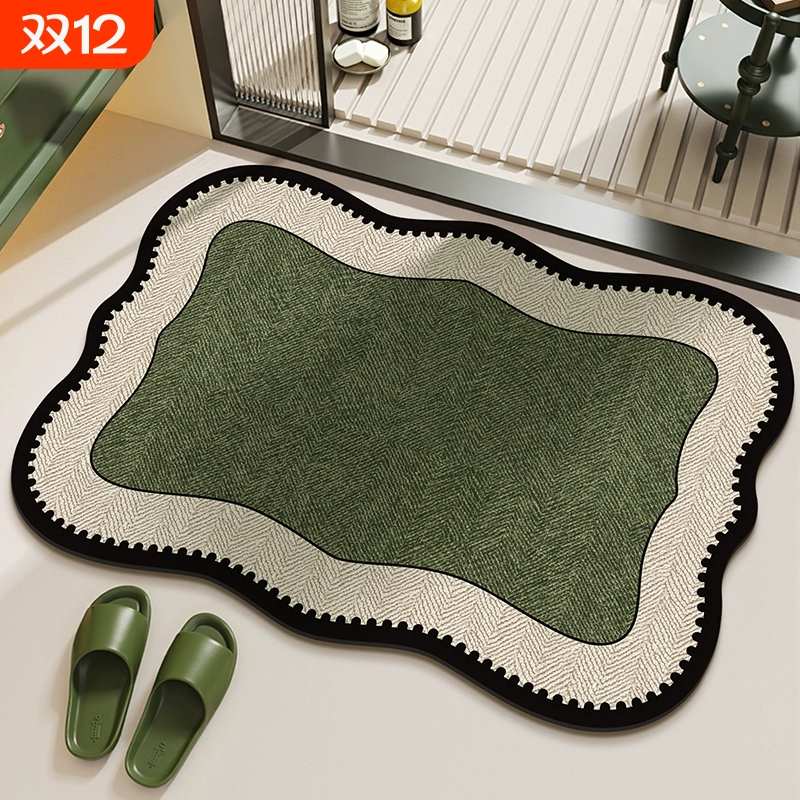 2025新款硅藻泥地毯法式入户门地垫耐脏防滑轻奢门口专用脚垫卫浴