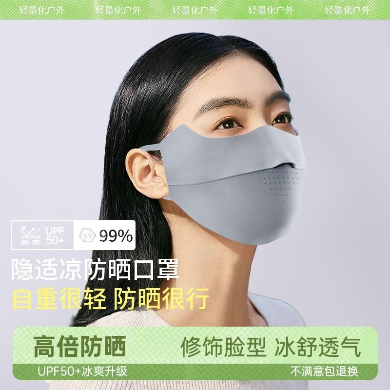 防晒口罩女护眼角透气防紫外线全脸冰丝2024新款夏季薄款遮阳面罩