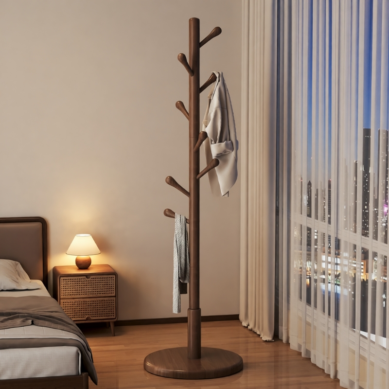 加粗加固！全实木衣帽架