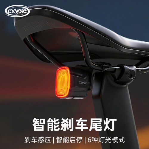 CXWXC自行车尾灯智能感应刹车灯山地车公路车夜骑灯骑行装备配件