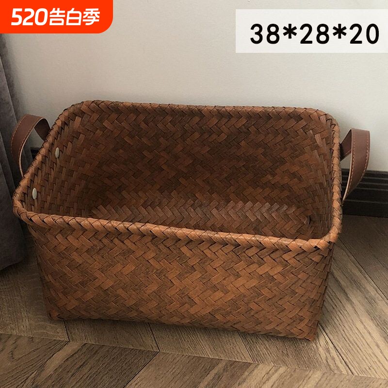 美式高级收纳筐脏衣服篮网红款仿藤编PU把手洗衣桶零食玩具脏衣篓