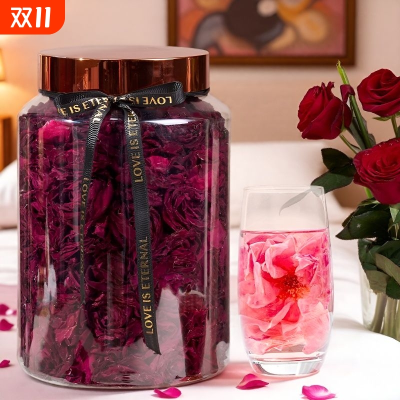 无硫墨红玫瑰云南花茶正品罐装礼盒泡过年官方好吃的店玫瑰花120g