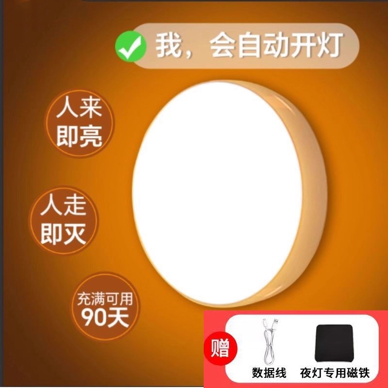 人体感应灯夜间自动过道2025新款智能声控充电小夜灯卧室床头亮人