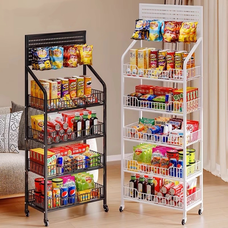 零食货架超市小食品饮料用品展示收纳架收银台便利店多层置物架子