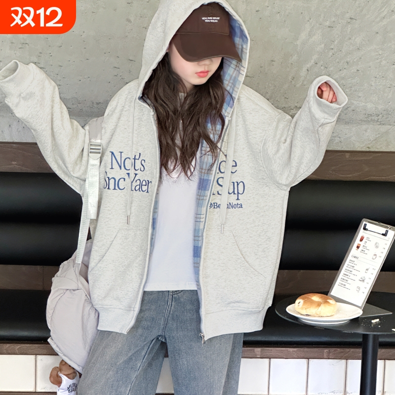 女大童秋装外套2025儿童棒球服春秋季卫衣开衫拉链潮灰色休闲洋气