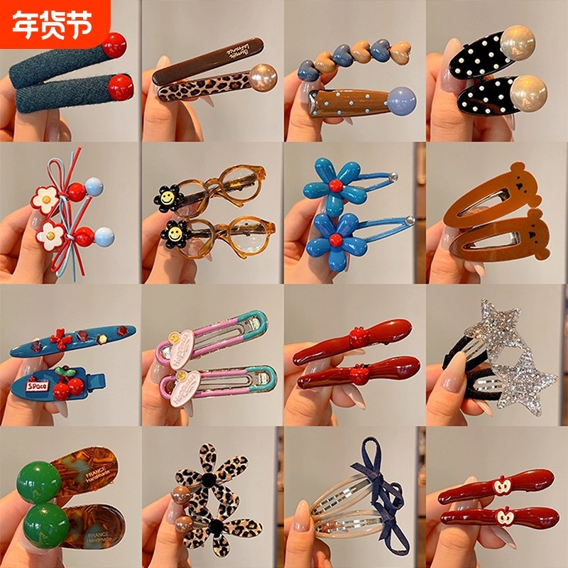 侧边刘海夹女复古豹纹发夹2025新款前额碎发bb夹头饰发卡蝴蝶结