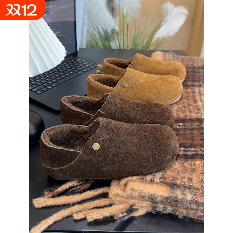 全包两穿小土豆懒人勃肯鞋冬季加绒加厚2025新款软底软面勃肯棉鞋