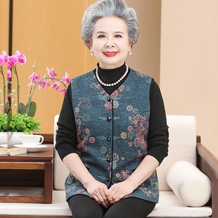 开衫 马夹200斤加肥胖妈妈女装 马甲中老年人老太坎肩 奶奶春装 大码