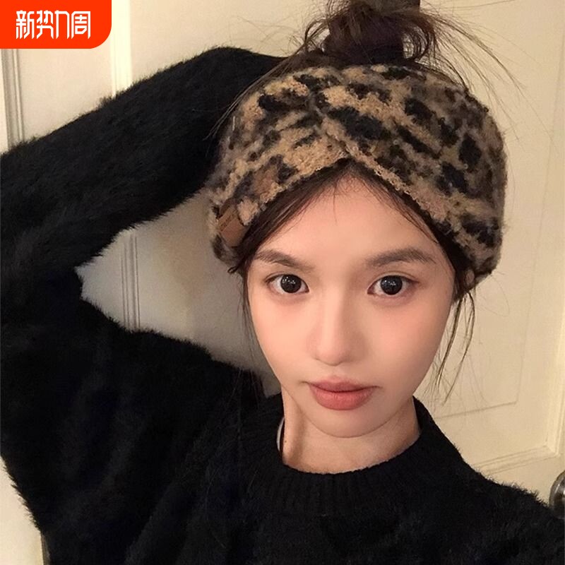 发带女复古豹纹发带针织洗脸宽边束秋冬保暖头箍不勒头发饰高级