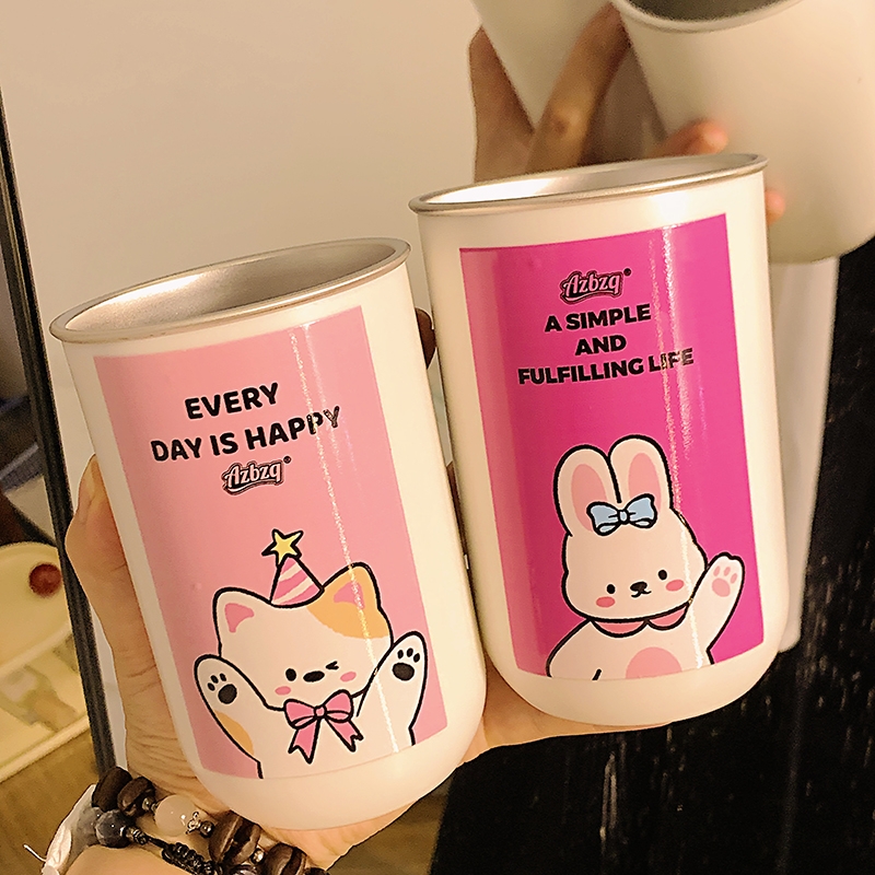 情侣漱口杯家用一家三口304不锈钢洗漱杯子牙刷杯家庭ins风食品级