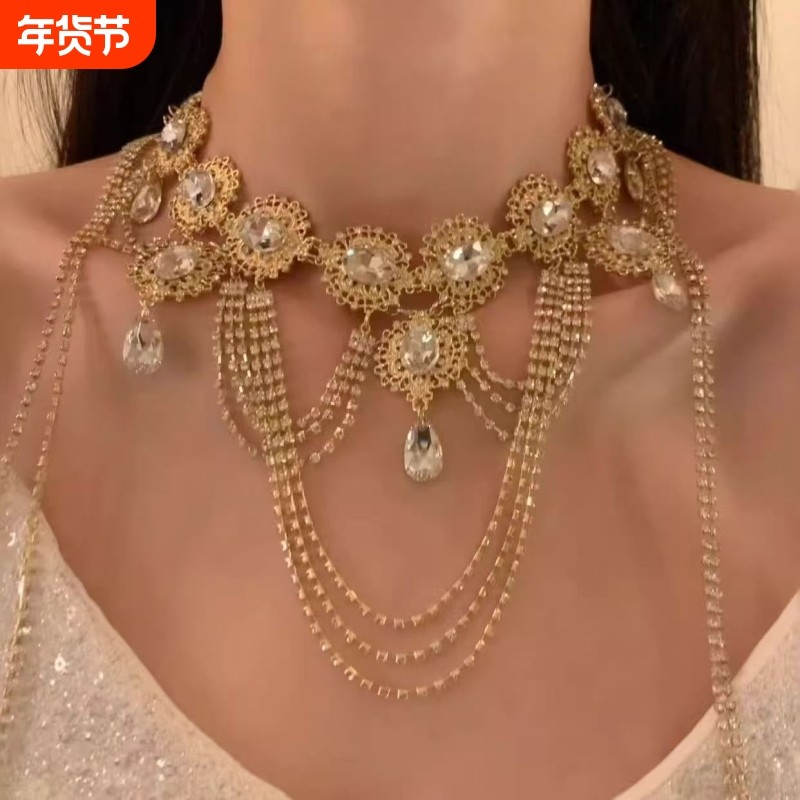 宫廷复古流苏公主欧美夸张轻奢重工项链高级感配饰锁骨链,饰品/流行首饰/时尚饰品新,项链,淘宝优惠券,粉丝福利购,淘宝优惠卷