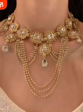 宫廷复古流苏公主欧美夸张轻奢重工项链高级感配饰锁骨链