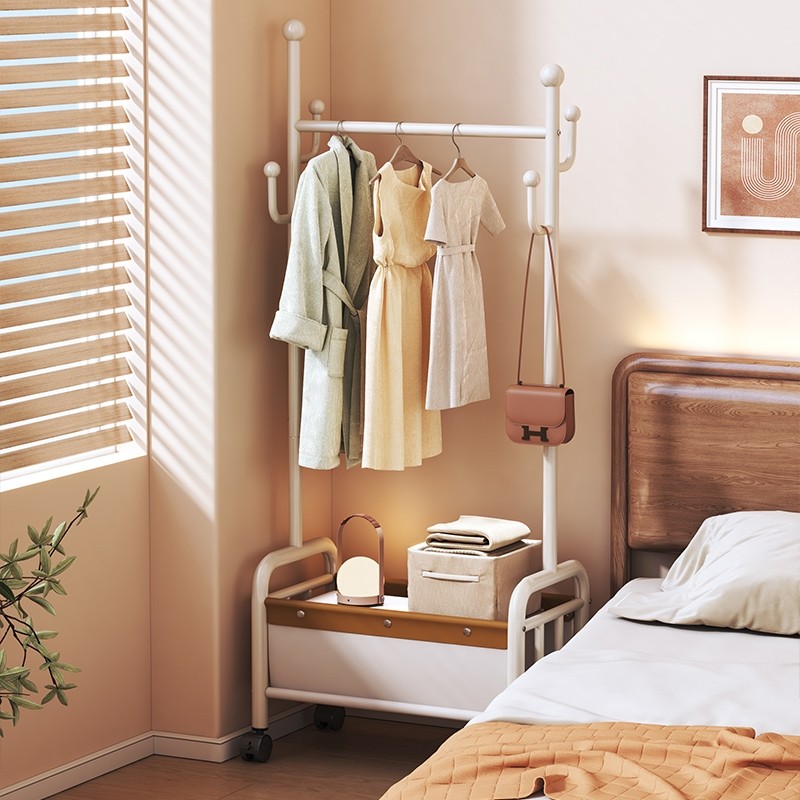 衣架落地家用卧室创意轻奢挂衣架多功能小户型皮兜收纳置物衣帽架