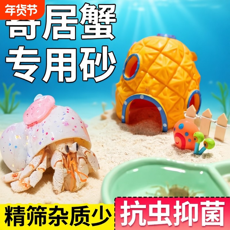 原生海沙寄居蟹专用沙蟹螃蟹乌龟冬眠沙颗粒底砂沙子免洗套餐大型