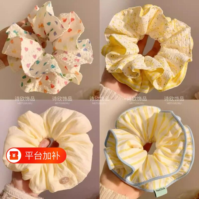 超大法式简约气质云朵发圈大肠高级丸子头饰复古发绳头绳发饰双层