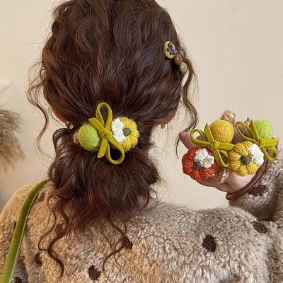 万事不南~韩系毛线南瓜发绳超可爱高级感头绳丸子头发圈皮筋发饰