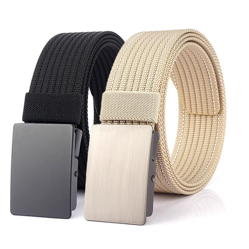 无印平滑扣日系男士帆布腰带品质休闲百搭尼龙皮带简约加厚无孔裤