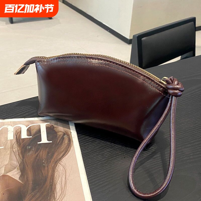 2026新款纯色时尚手拿包高级感大容量贝壳零钱包手拎包手机包手提