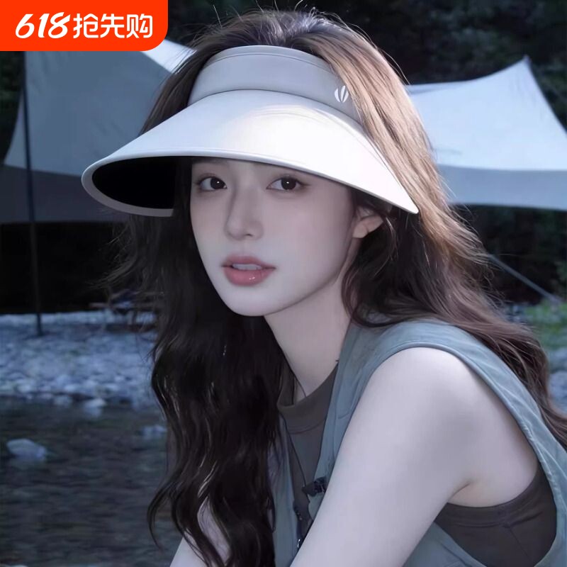 空顶防晒帽女士夏季户外大帽檐遮阳帽防紫外线显脸小太阳帽子骑车