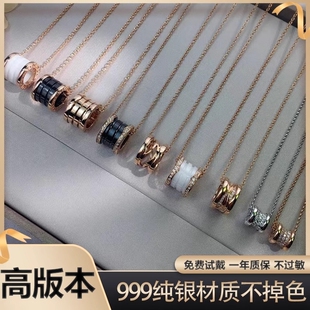 者高版本V金镀18K小蛮腰弹簧项链新款黑陶瓷慈善款网红锁骨链闺蜜