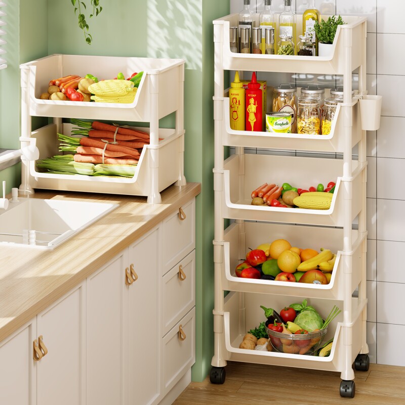 蔬菜置物架厨房水果放菜收纳筐多层落地可拆卸蔬果菜放置架小推车